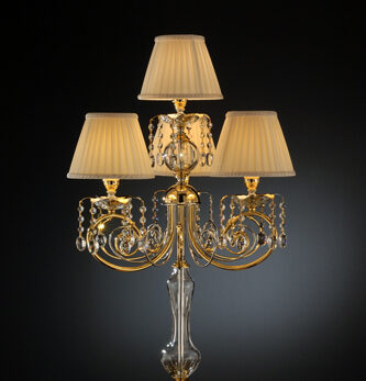 lume cristallo paralume finiture oro 24 kt lucilla arredo luce