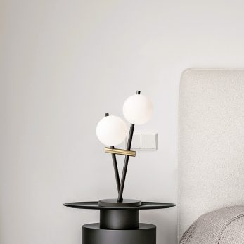 White,Wall,Lamp,Above,The,Bed,,Metal,Beside,Table,,White